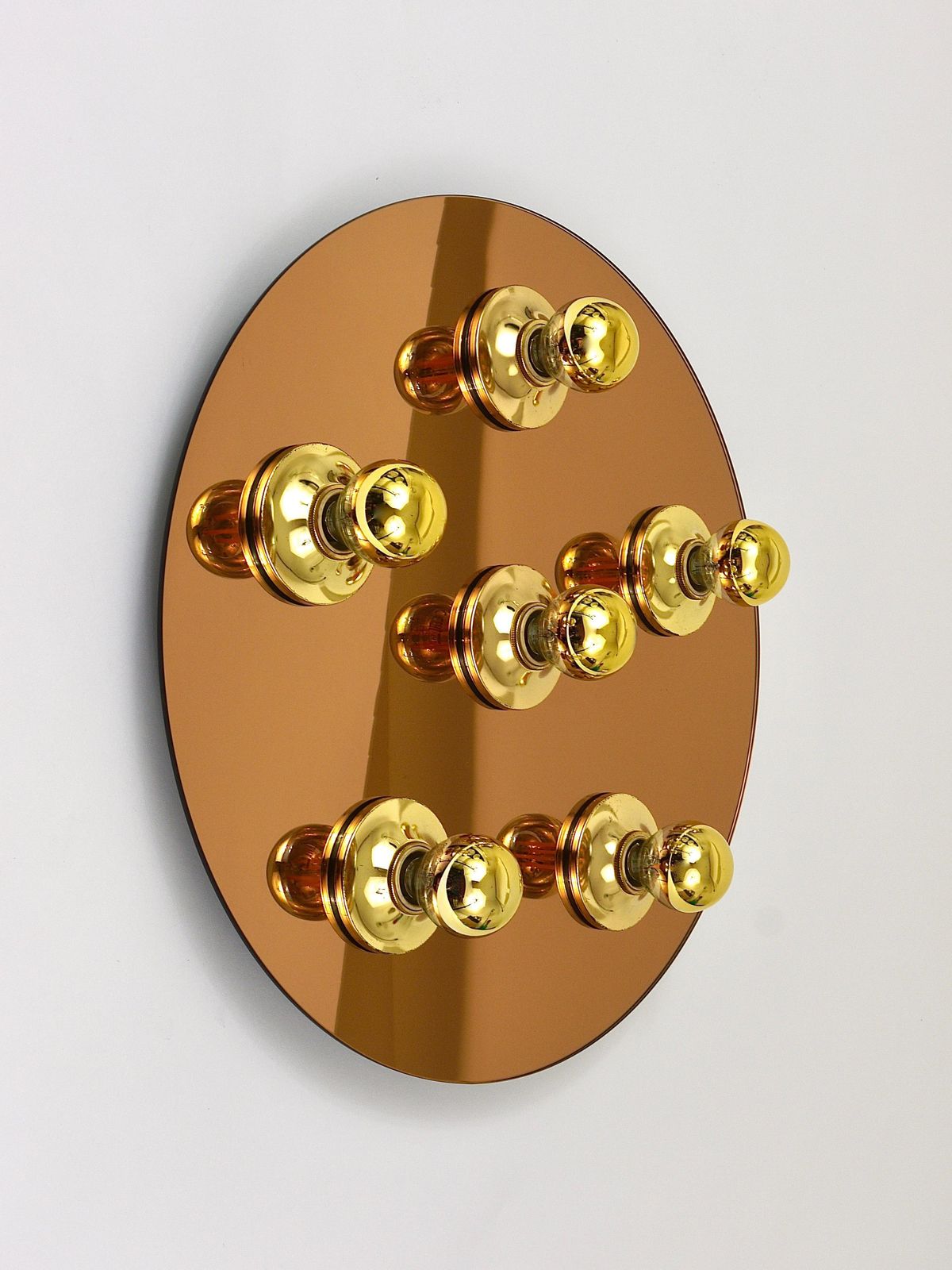 photo vinterior Fontana Arte Style Gold Bronze Mirror Glass Flush Mount Or Sconce, Italy, 1970s