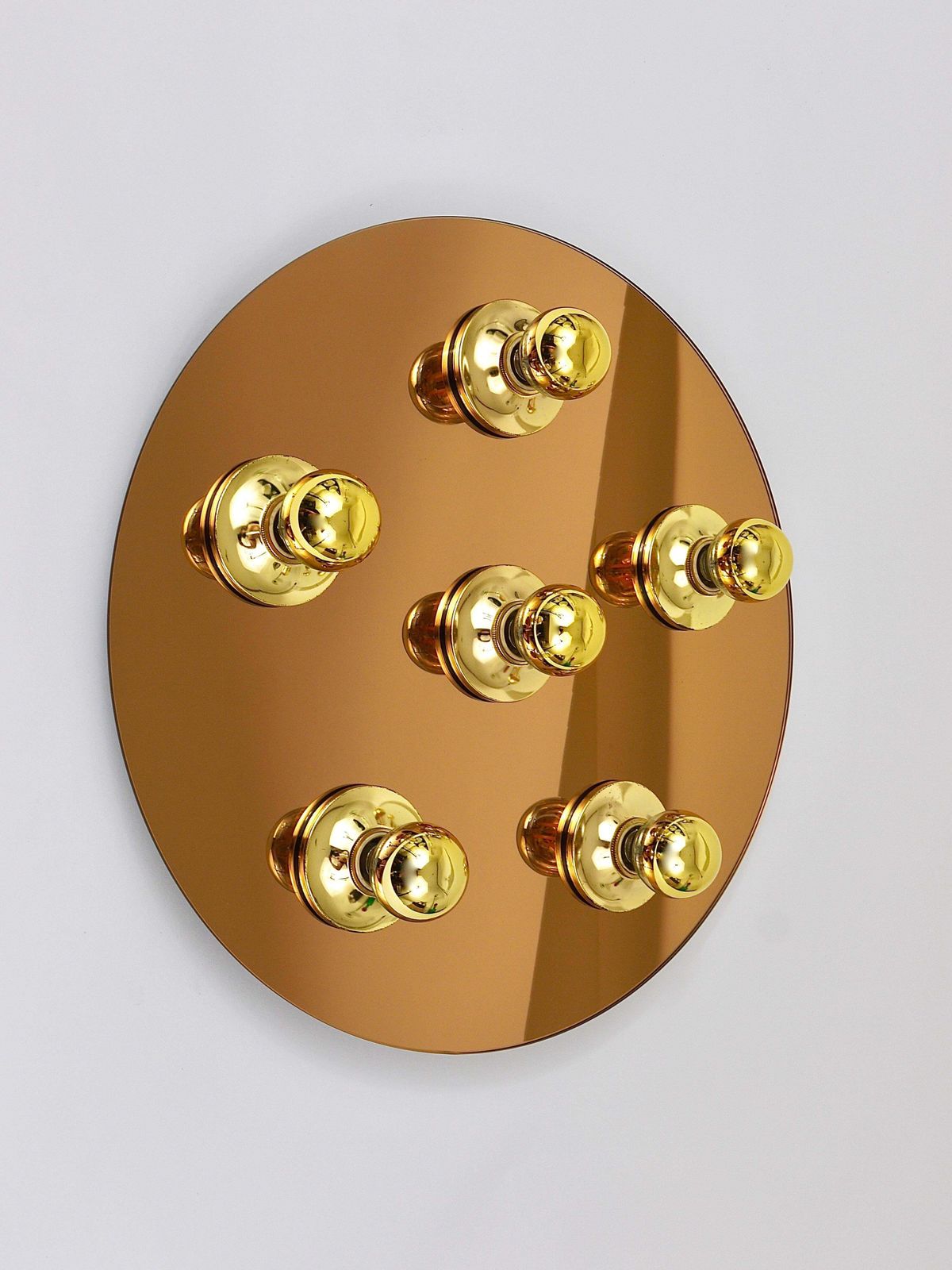 photo buy Fontana Arte Style Gold Bronze Mirror Glass Flush Mount Or Sconce, Italy, 1970s