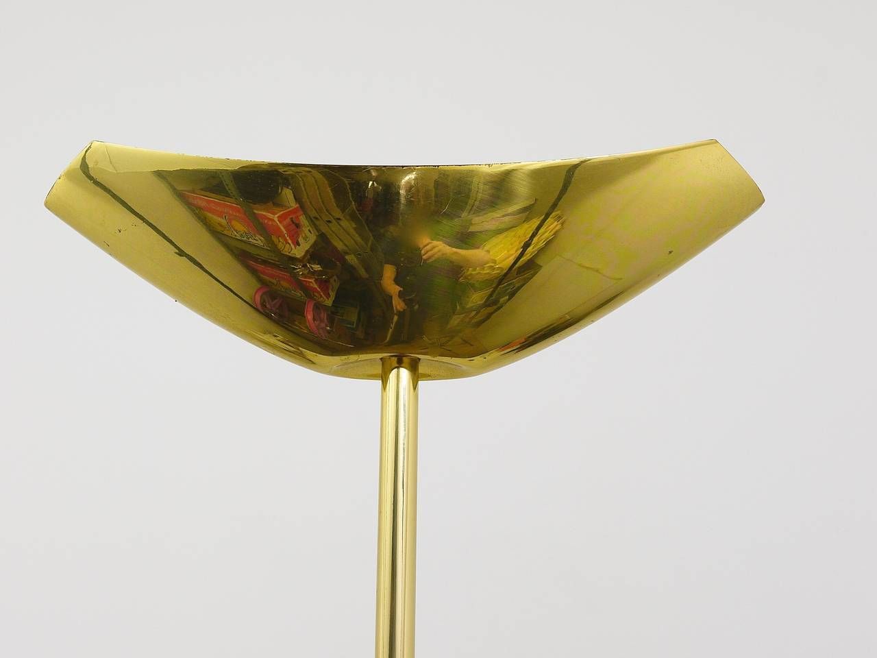 Rodolfo Dordoni Postmodern Brass & Wood Uplight Floor Lamp, Italy, 1980s photo Lighting
