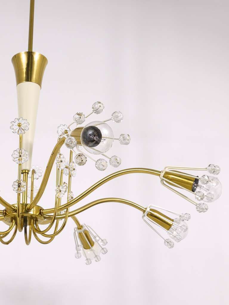 Unusual Emil Stejnar Brass Crystal Chandelier, Rupert Nikoll, Austria, 1950s photo 2741.0