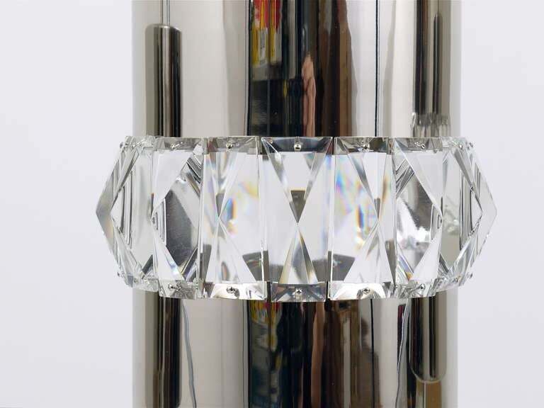 Three Bakalowits Nickel, Brass And Faceted Crystal Pendant Lamps, Austria, 1950s photo for sale