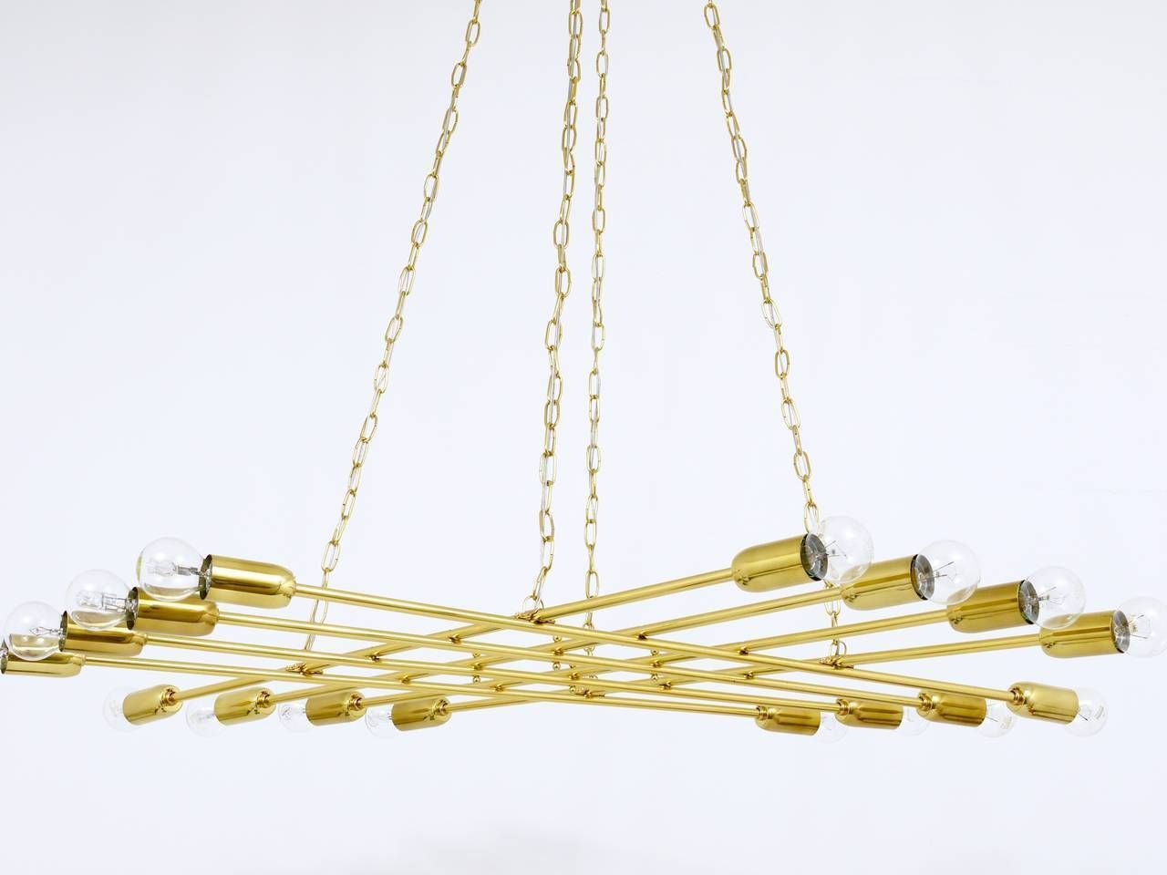 Rupert Nikoll Large Midcentury Brass Chandelier, Austria, 1950s photo 3950.0