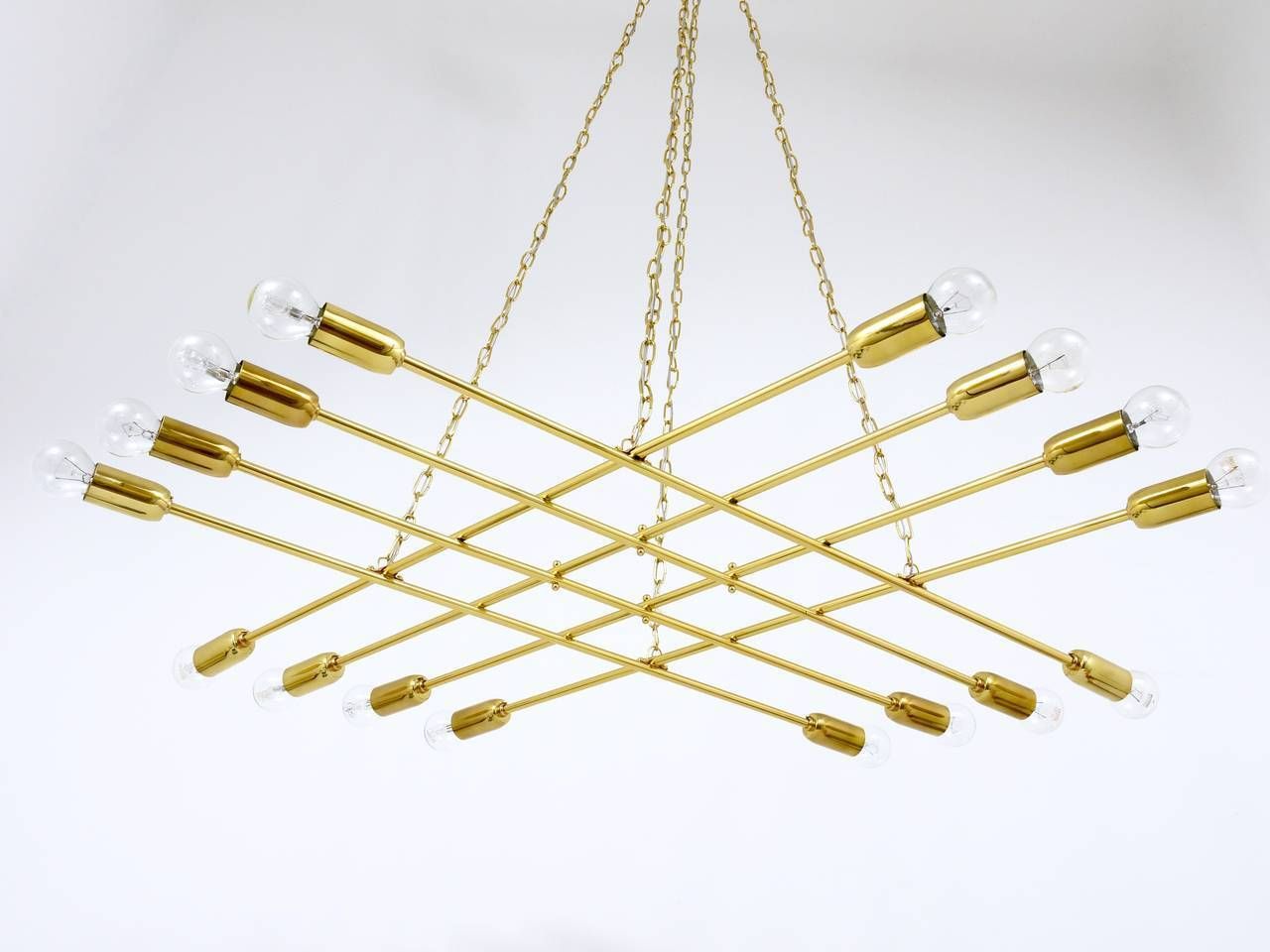 photo furniture Rupert Nikoll Large Midcentury Brass Chandelier, Austria, 1950s
