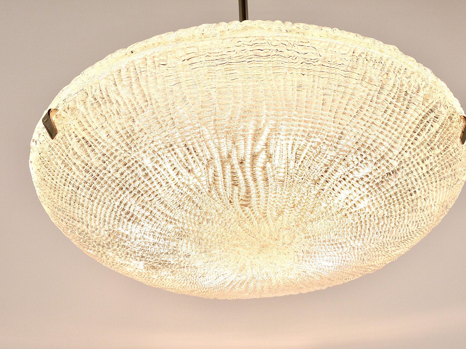 Midcentury Kalmar Discus Textured Glass & Nickel Chandelier, Austria, 1950s photo buy
