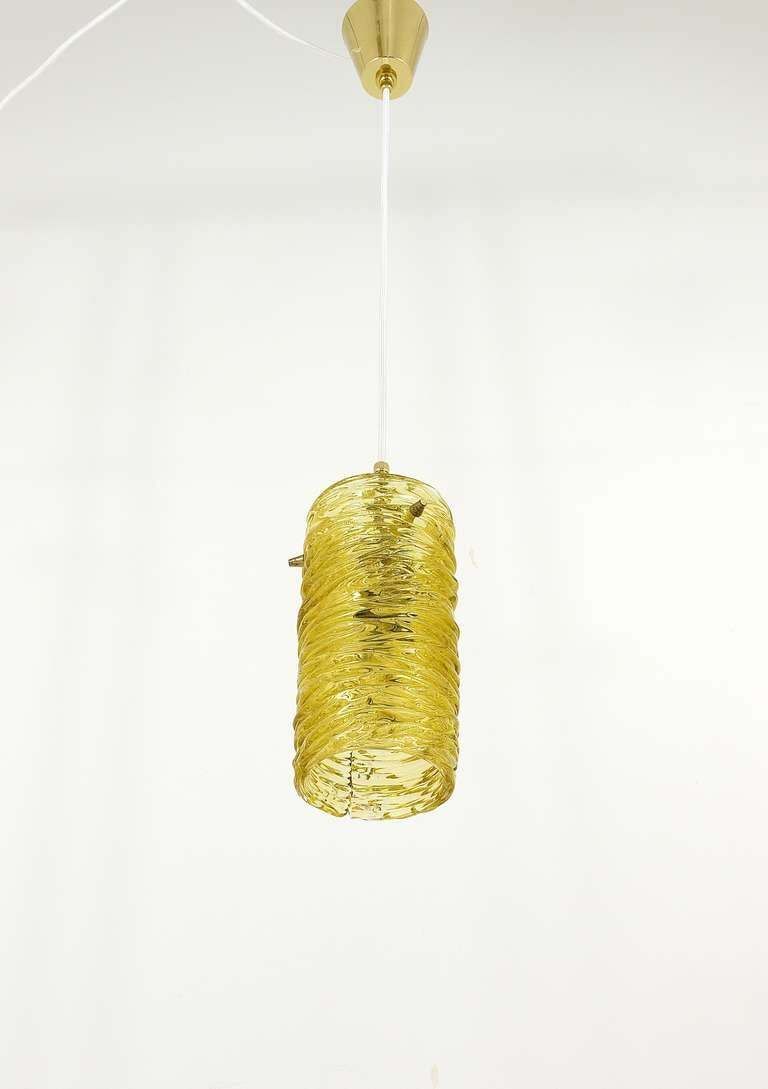 Mid Century J.T. Kalmar Modernist Glass Tube Brass Pendant Lamp, Austria, 1950s photo furniture