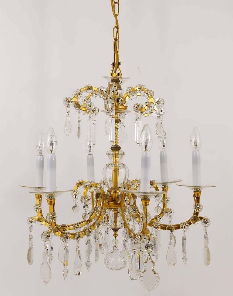 Lobmeyr Baroque Maria Theresia Parlor Chandelier, Crystal Glass, Vienna, 1940s photo vintage