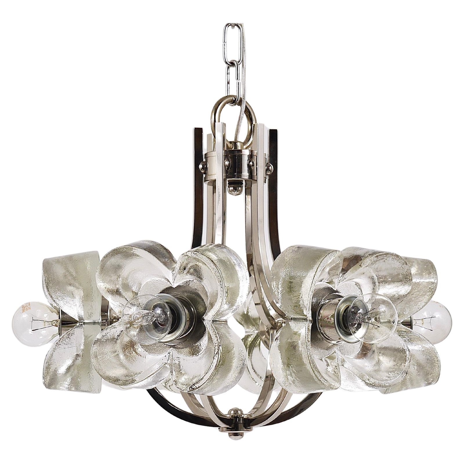 Kalmar Style Crystal Glass Flower Pendant Chandelier By Sische, Germany, 1970s