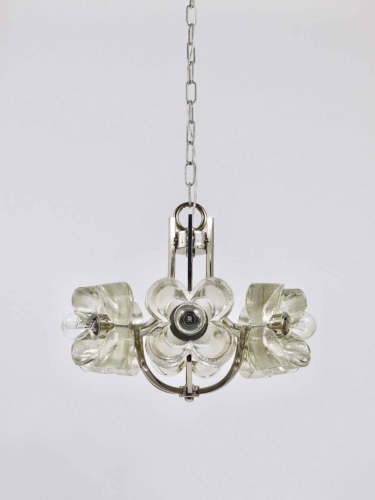 Kalmar Style Crystal Glass Flower Pendant Chandelier By Sische, Germany, 1970s photo for sale