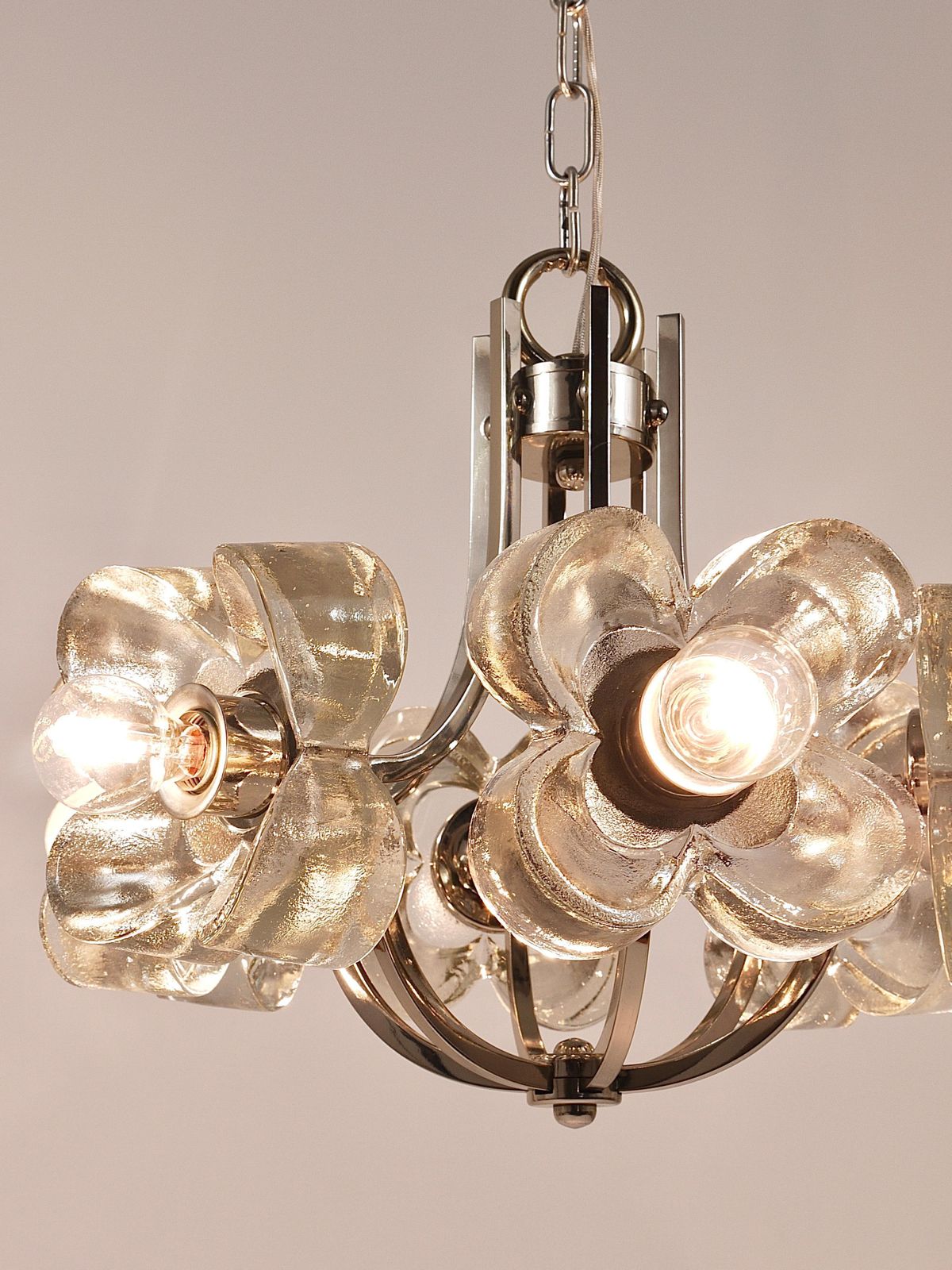 Kalmar Style Crystal Glass Flower Pendant Chandelier By Sische, Germany, 1970s photo vintage