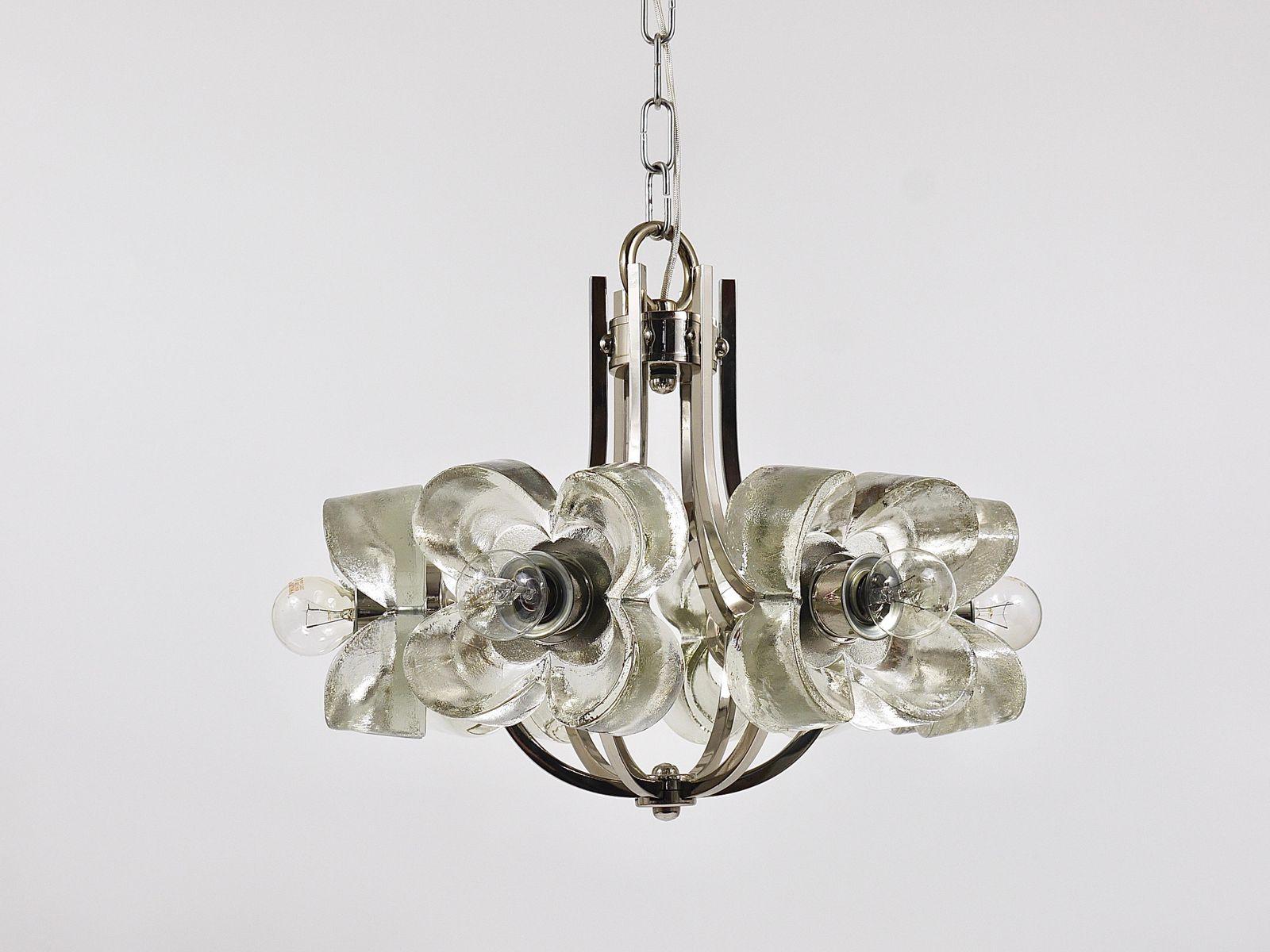 photo for sale Kalmar Style Crystal Glass Flower Pendant Chandelier By Sische, Germany, 1970s
