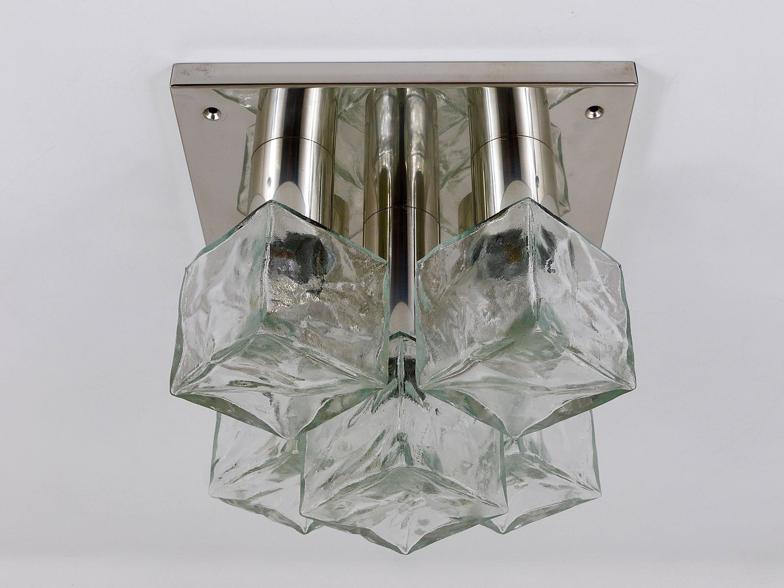 J.T. Kalmar Ice Cube Glass Flush Mount Chandelier Or Sconce, Austria, 1960s photo buy