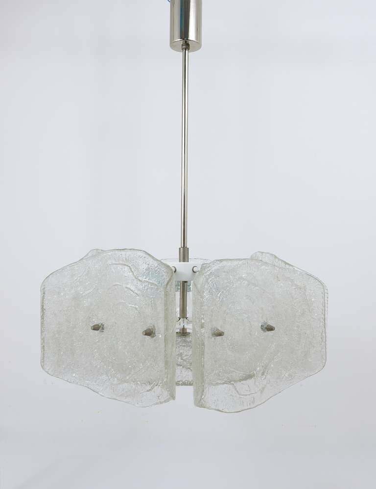 J. T. Kalmar Mid Century Frosted Glass Chandelier, Austria, 1960s photo furniture