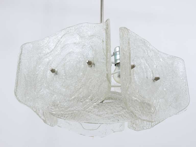 J. T. Kalmar Mid Century Frosted Glass Chandelier, Austria, 1960s photo Lighting