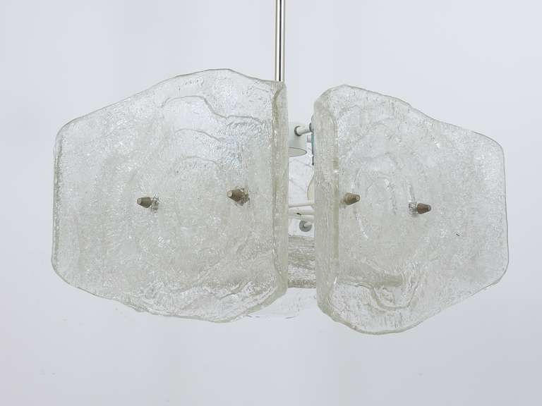 J. T. Kalmar Mid Century Frosted Glass Chandelier, Austria, 1960s photo vinterior