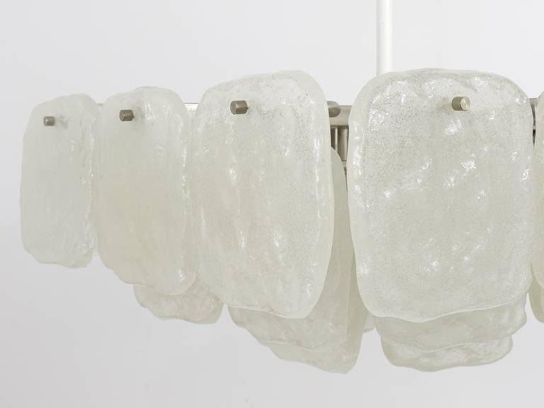 photo for sale Huge J.T. Kalmar Square Chandelier With Frosted Ice Glass Panels, Austria, 1960s