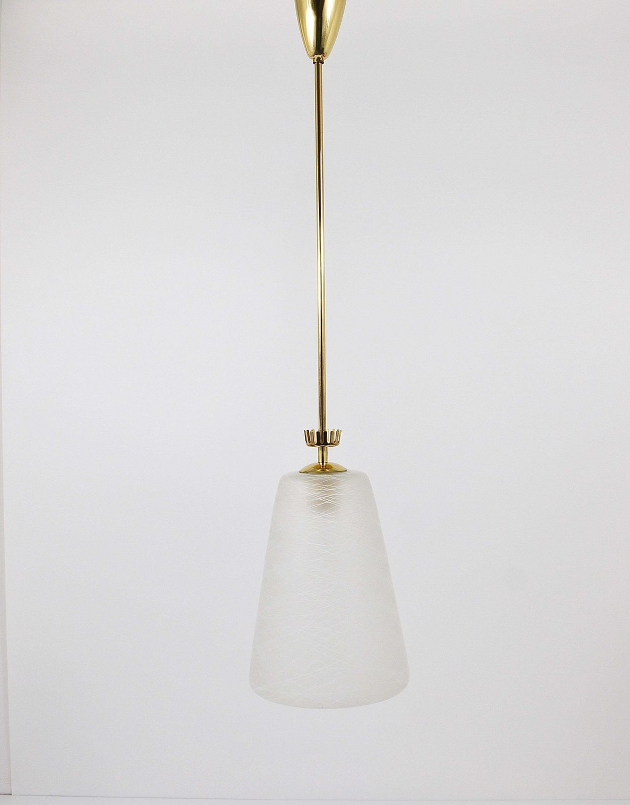 Gio Ponti Style Mid Century Brass Crown Pendant Lamp Lantern, Italy, 1950s photo furniture