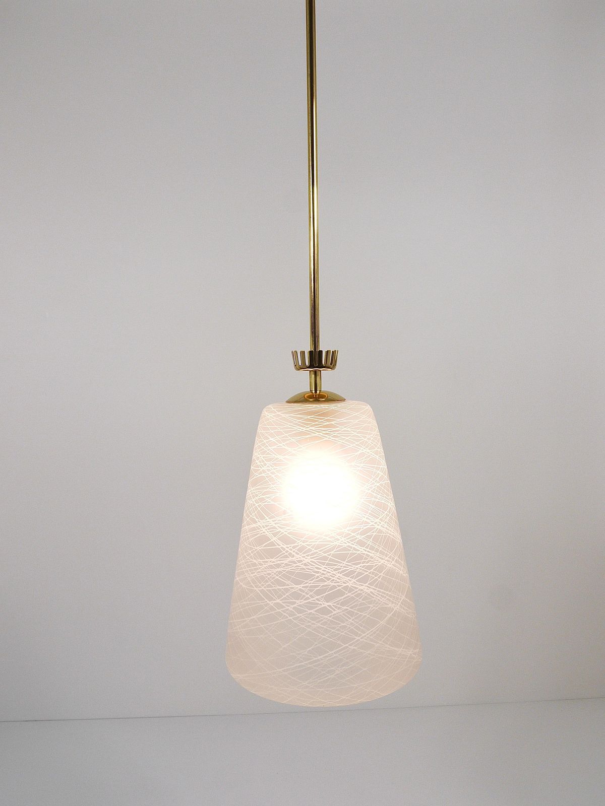Gio Ponti Style Mid Century Brass Crown Pendant Lamp Lantern, Italy, 1950s photo buy