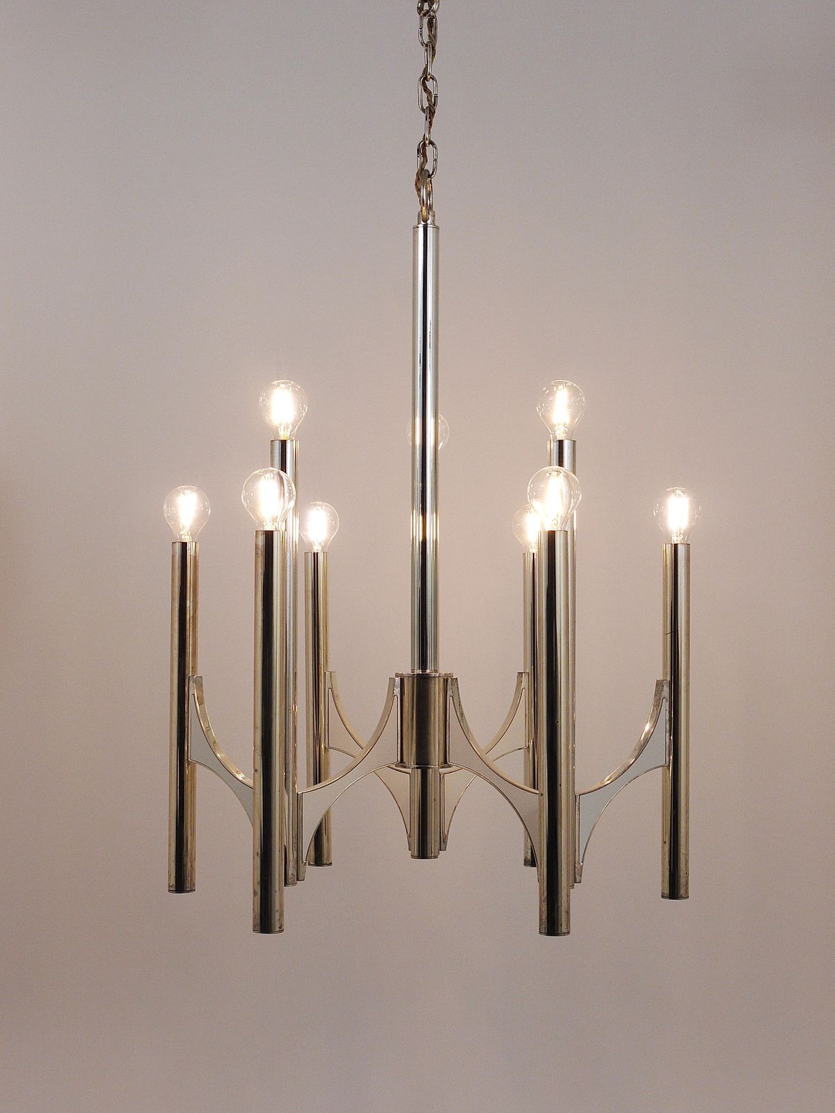 Gaetano Sciolari Sirius Silver Plated Mid Century Chandelier, Lightolier, Italy photo 1936.0