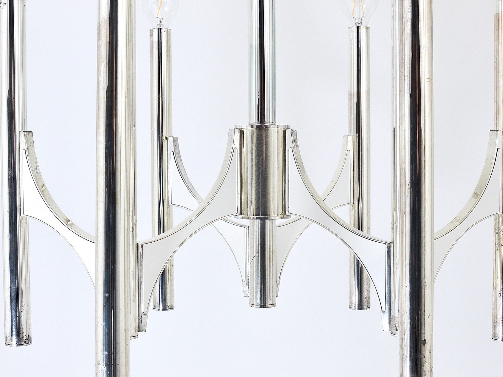 photo for sale Gaetano Sciolari Sirius Silver Plated Mid Century Chandelier, Lightolier, Italy