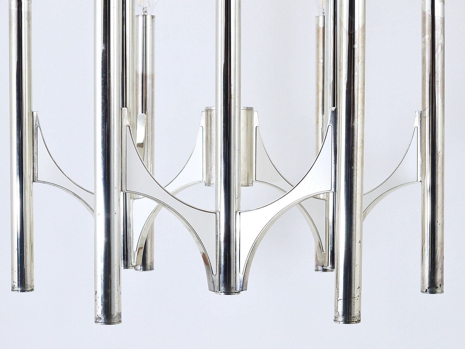 1936.0 Gaetano Sciolari Sirius Silver Plated Mid Century Chandelier, Lightolier, Italy photo