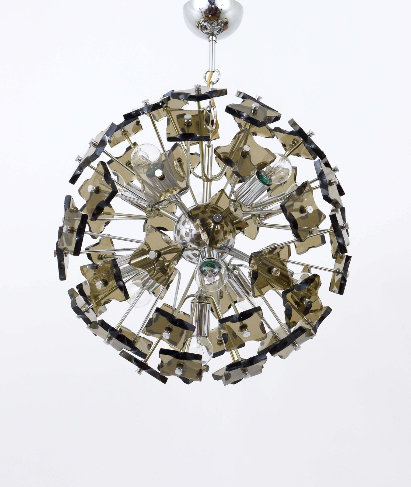 Fontana Arte Sputnik Geslepen Glas Dandelion Mid Century Hanglamp, Italië, Jaren 1960 photo furniture
