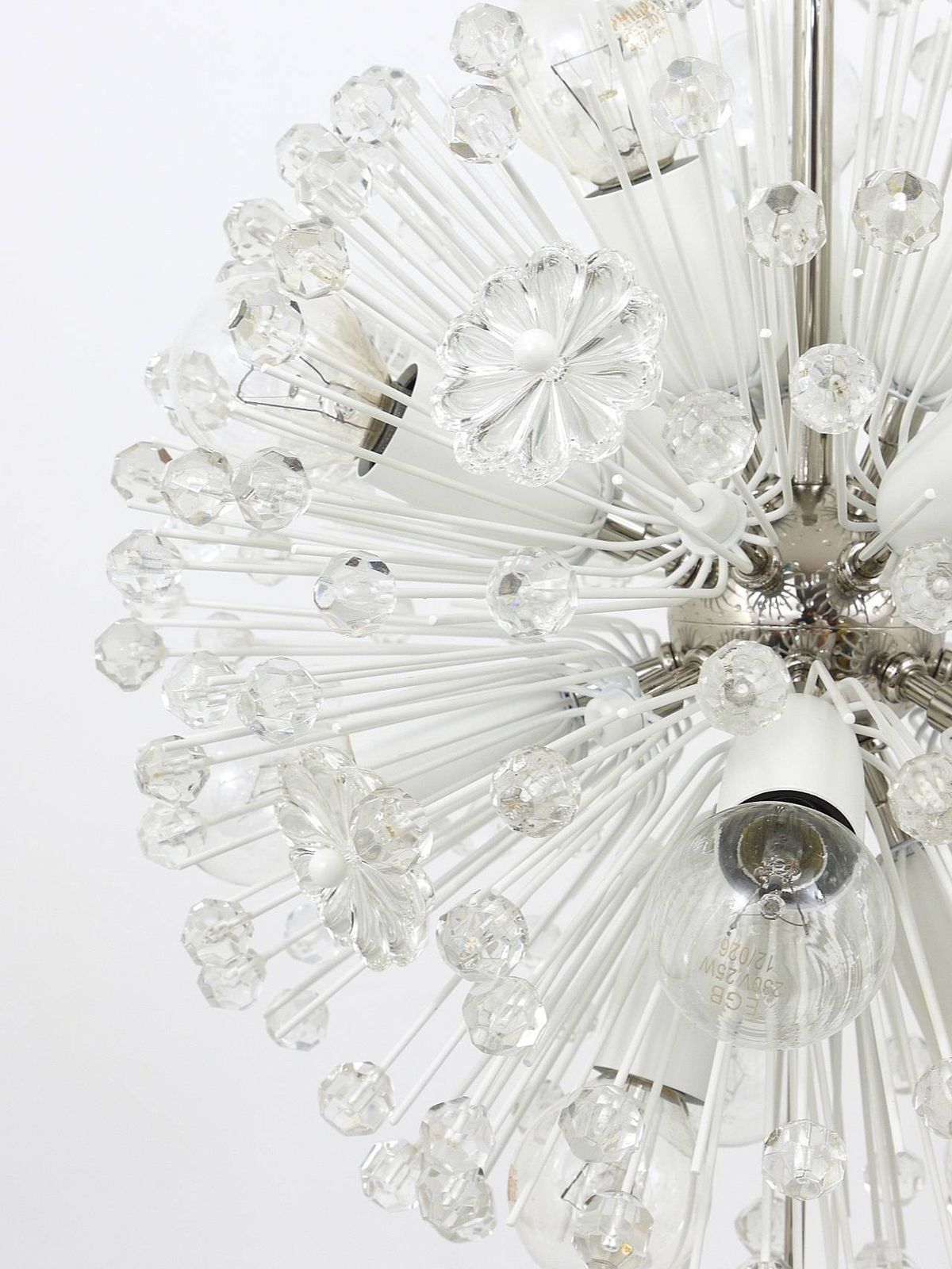 Emil Stejnar Nickel Plated Dandelion Sputnik Blowball Chandelier, Rupert Nikoll photo vintage