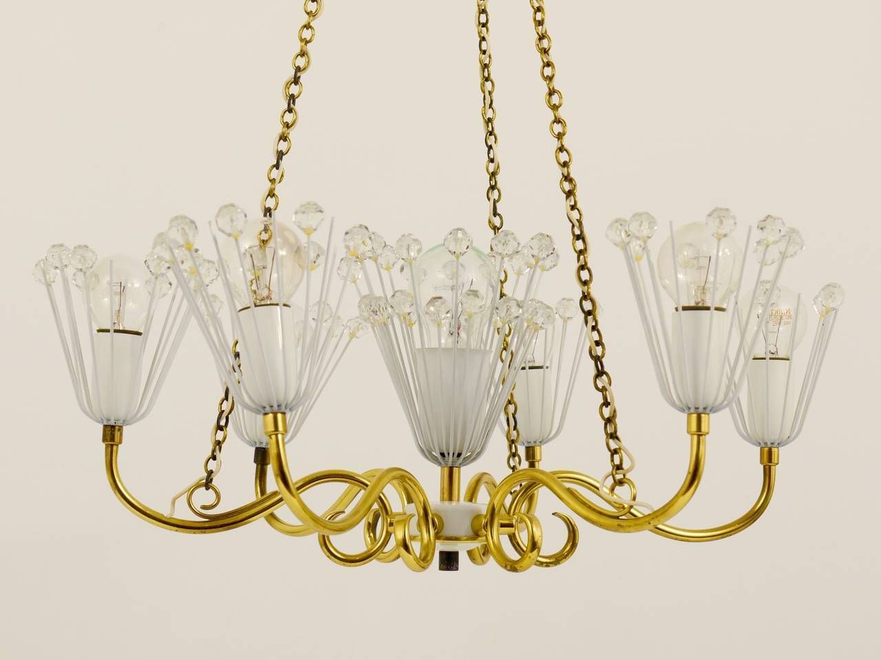 Emil Stejnar Midcentury Brass Chandelier, Rupert Nikoll Vienna, Austria, 1950s photo vinterior