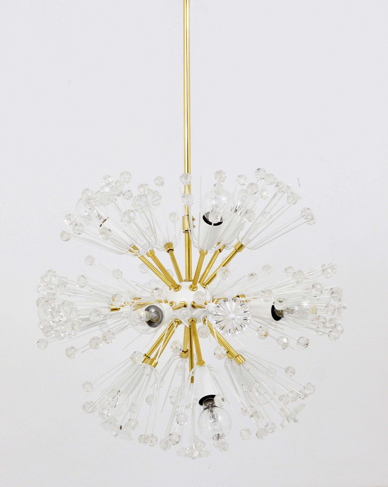 Emil Stejnar Blowball Sputnik Brass Chandelier By Rupert Nikoll, Austria, 1950s photo Lighting