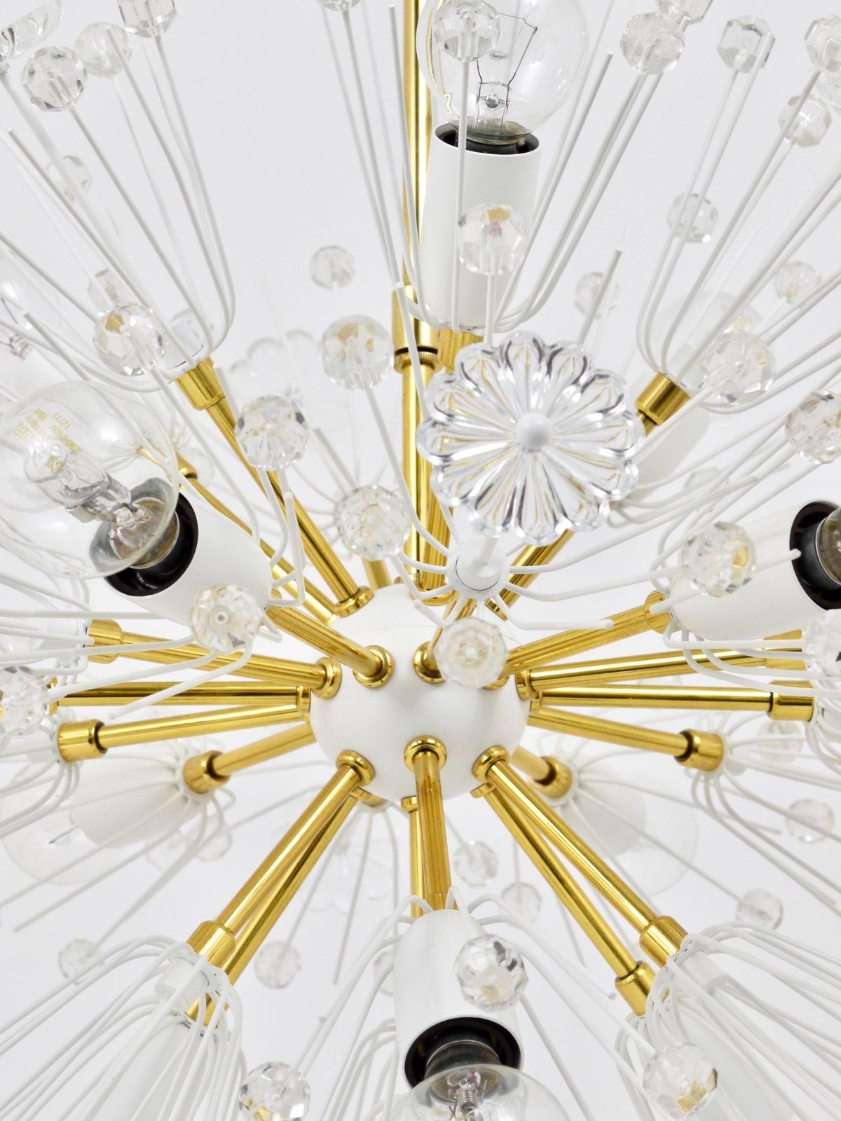 Emil Stejnar Blowball Sputnik Brass Chandelier By Rupert Nikoll, Austria, 1950s photo vintage