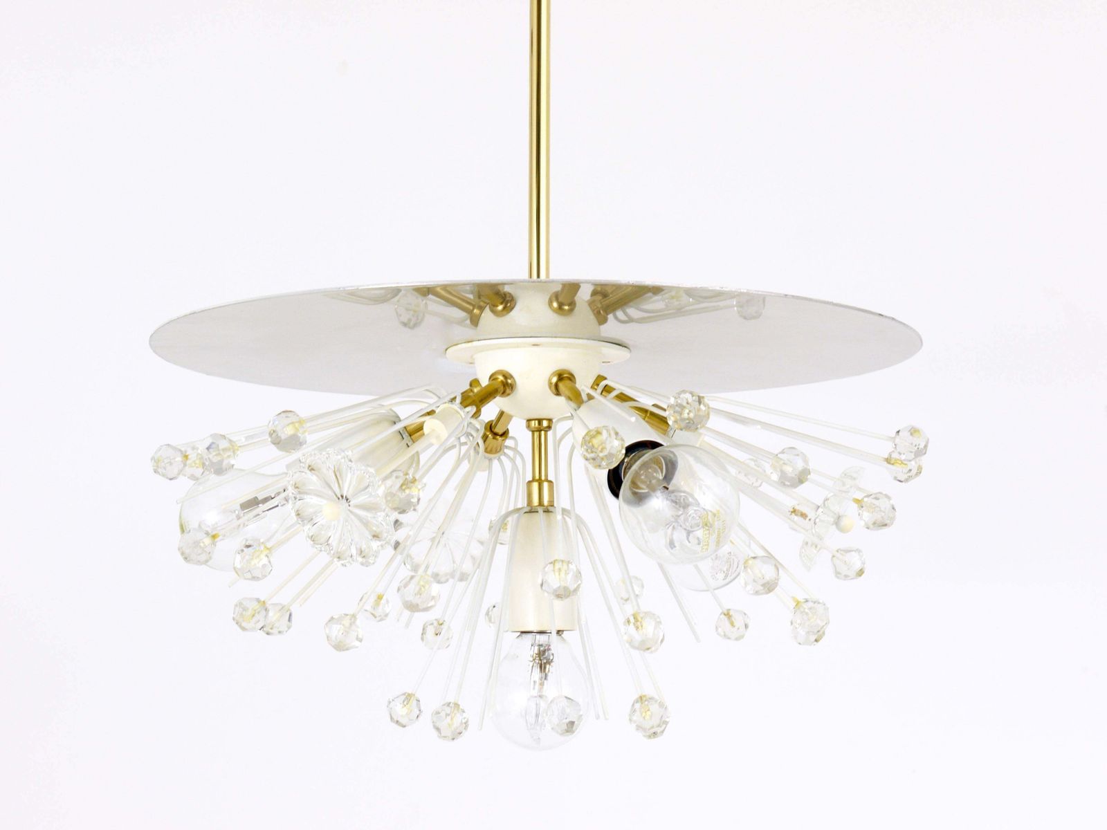 Emil Stejnar Blowball Brass & Crystal Chandelier, Rupert Nikoll, Austria, 1950s photo 2217.0