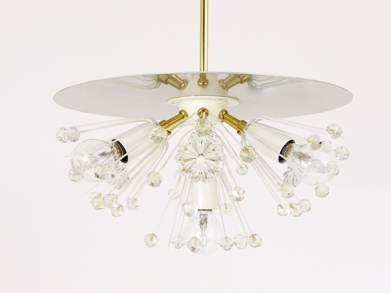 Emil Stejnar Blowball Brass & Crystal Chandelier, Rupert Nikoll, Austria, 1950s photo buy