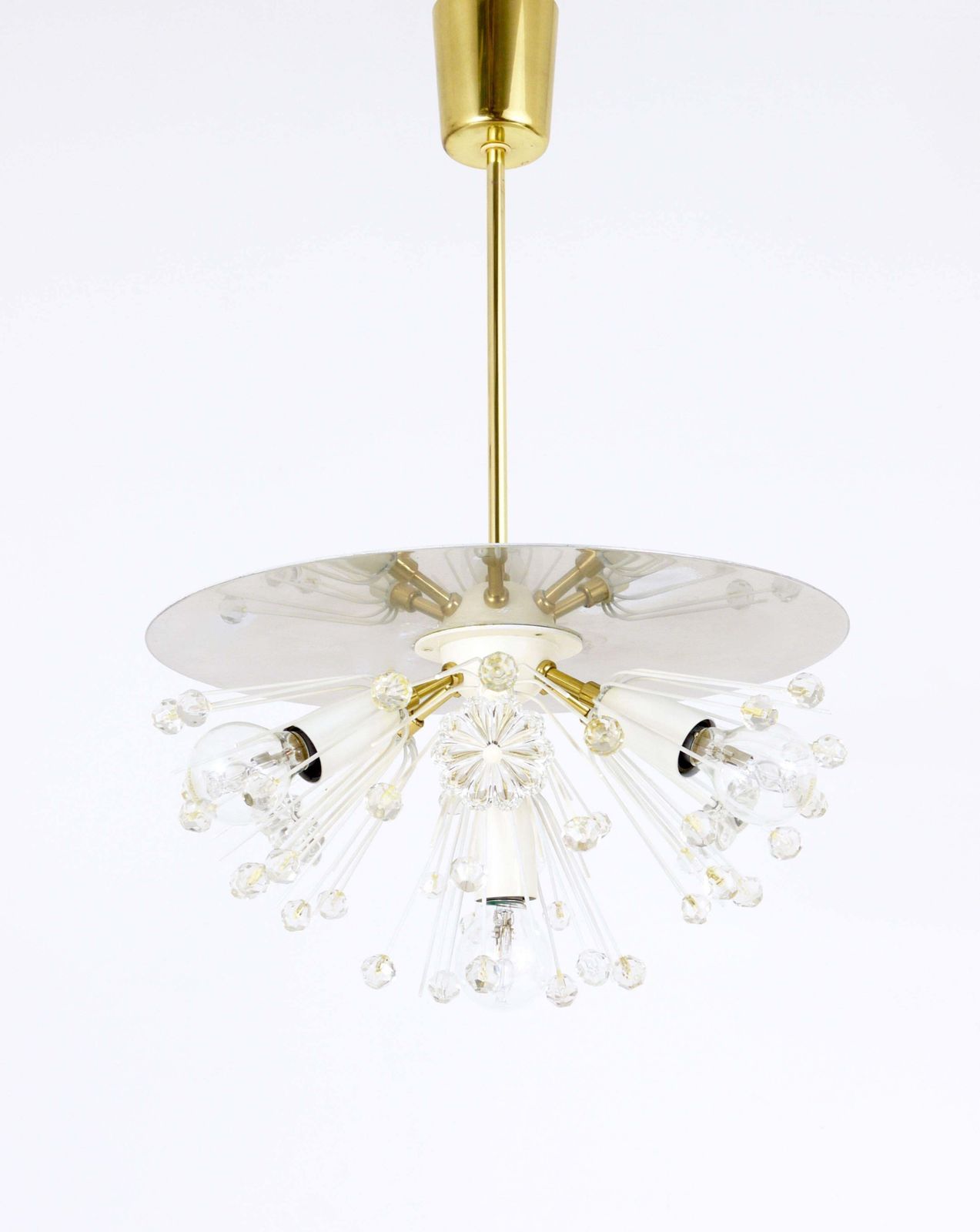 photo furniture Emil Stejnar Blowball Brass & Crystal Chandelier, Rupert Nikoll, Austria, 1950s