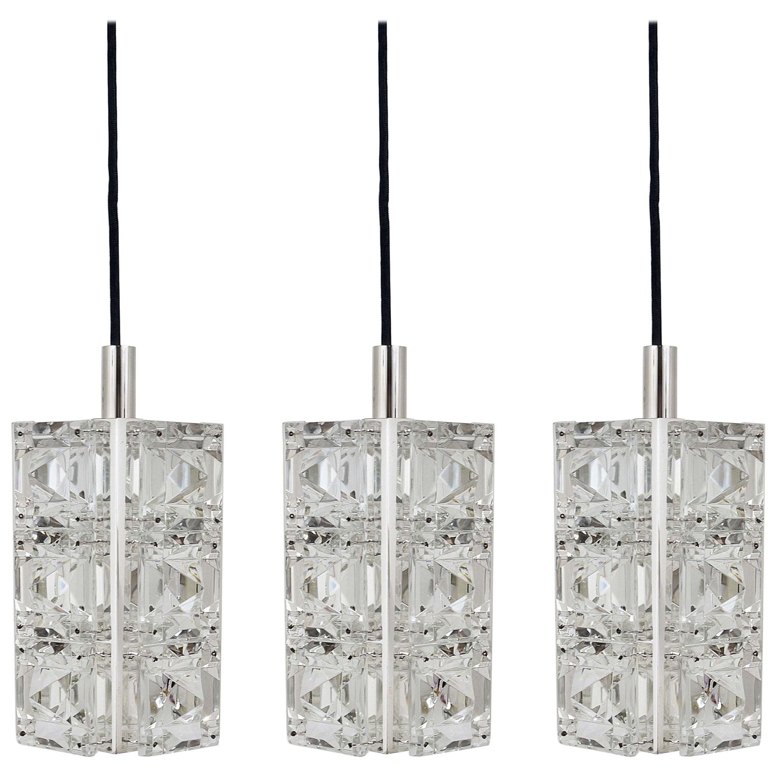 Bakalowits Vienna, Up To Three Faceted Crystal Pendant Lamps, Austria, 1960s