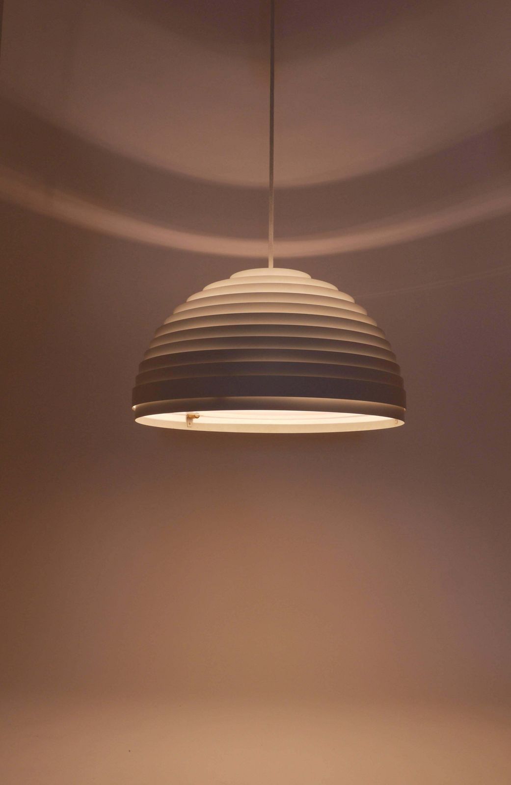Lighting 1960s Panton Style "Dynamic" Lamella Ring Pendant Moon Lamp By Vest, Austria photo