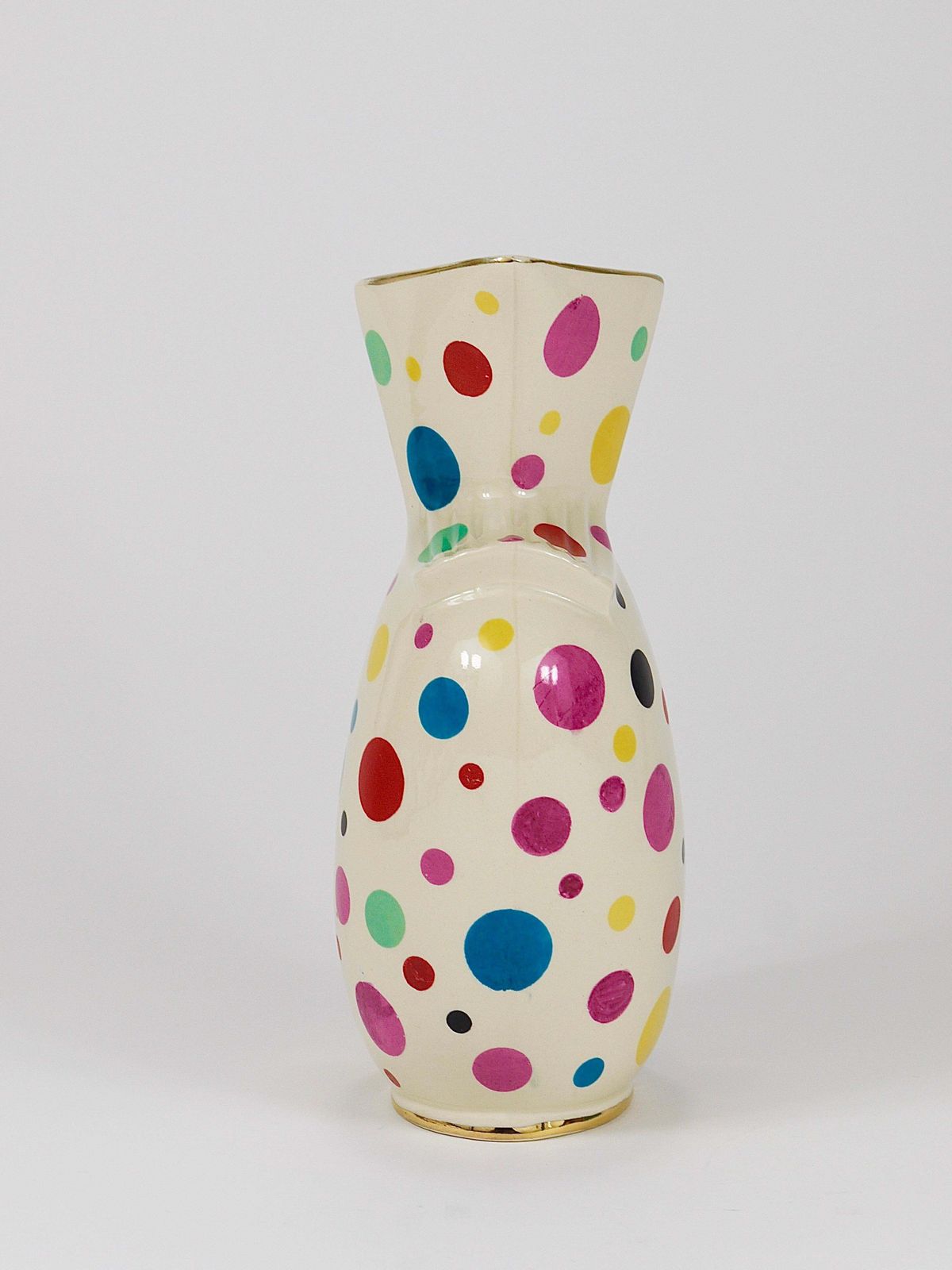 Boch Frères Gold & Polka Dot Decor Mid Century Pitcher / Jug, Belgium, 1950s photo 556.0