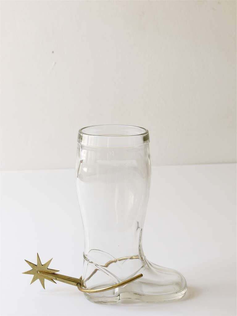 Carl Auböck Boot Pitcher, Vase, Drinking Glass With Brass Spur, Austria, 1950s photo vinterior