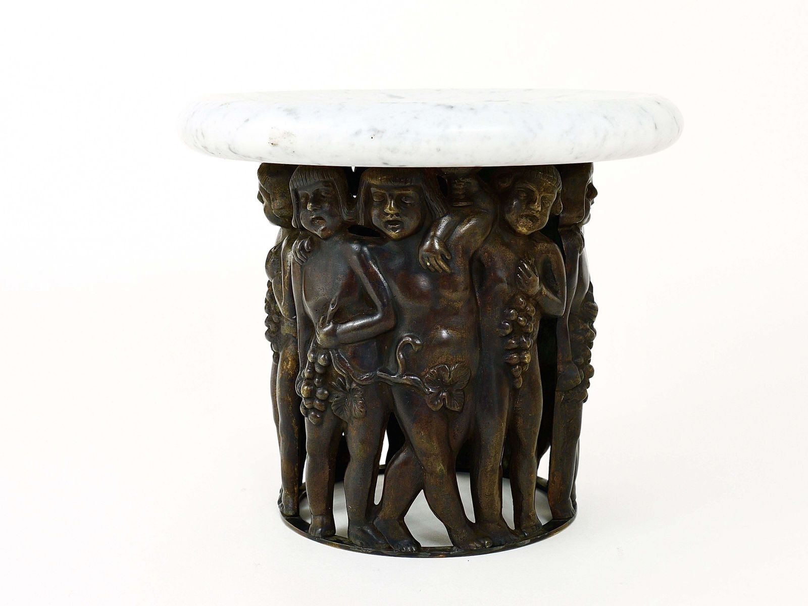 Gustav Gurschner (Attr.) Art Nouveau Bacchus Putto Centerpiece Bronze Marble photo for sale