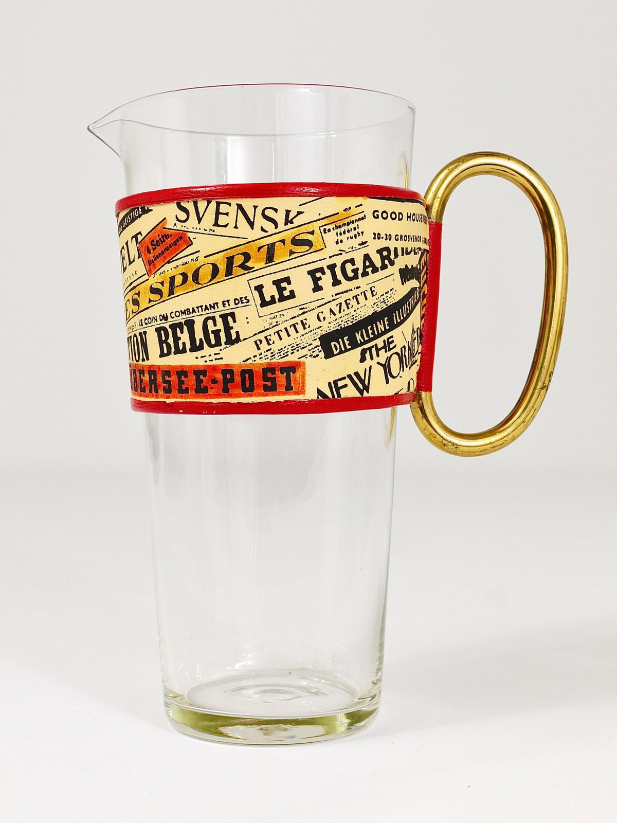 Carl Auböck Martini Newspaper Midcentury Glass Pitcher, Austria, 1950s photo 717.0