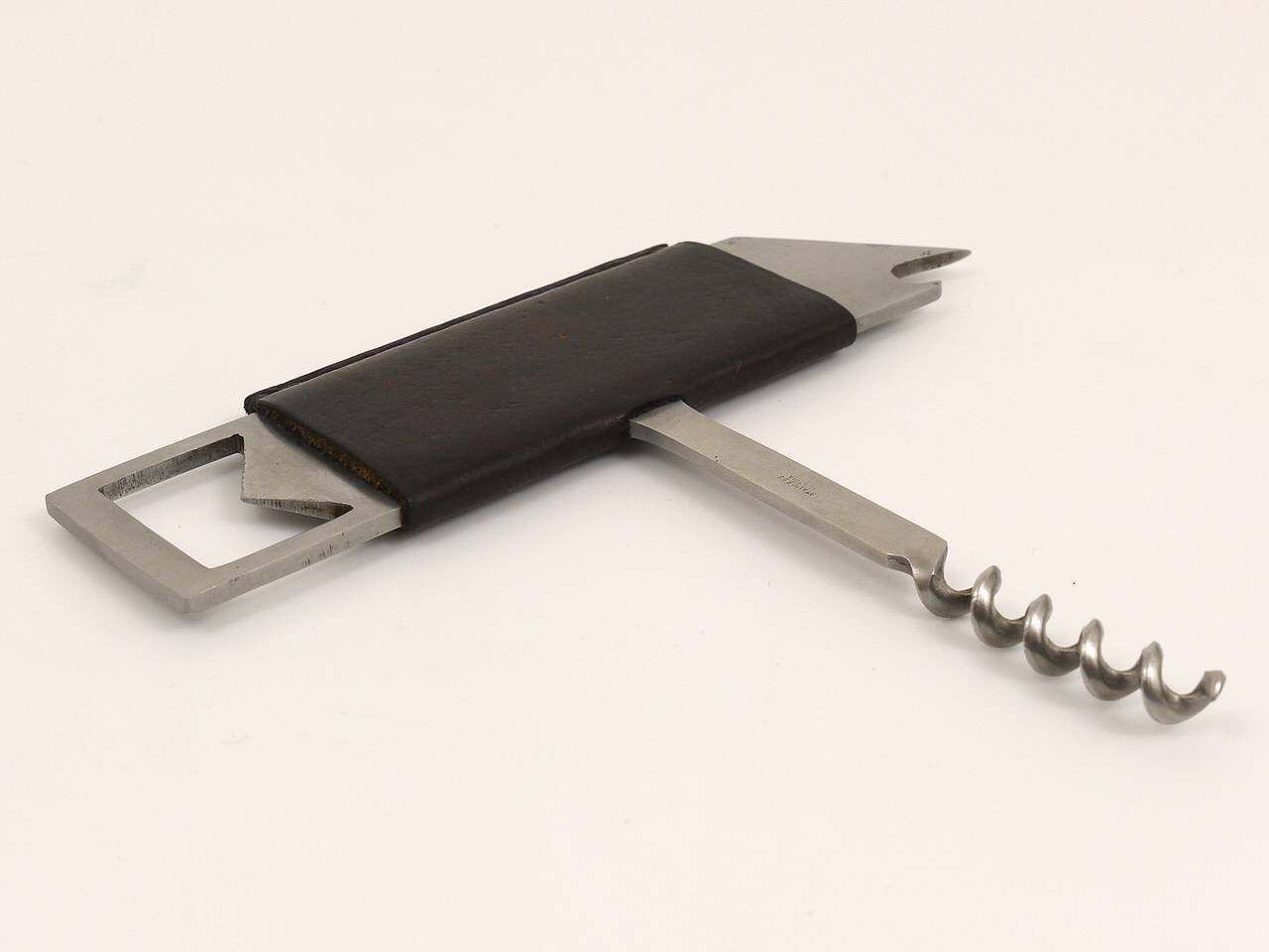 Carl Auböck II Barboy Bottle Opener & Corkscrew, Leather & Steel, Amboss Austria photo vinterior