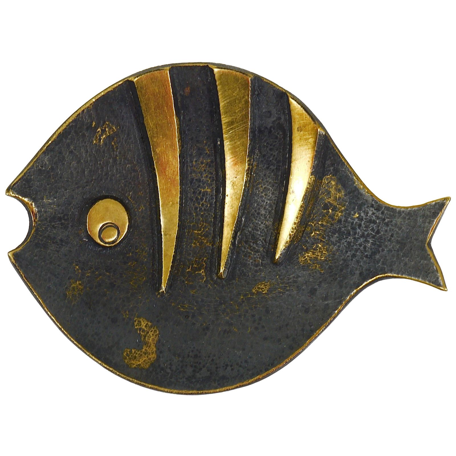 Walter Bosse Fish Mid Century Brass Bowl Ashtray Herta Baller, Austria, 1950s