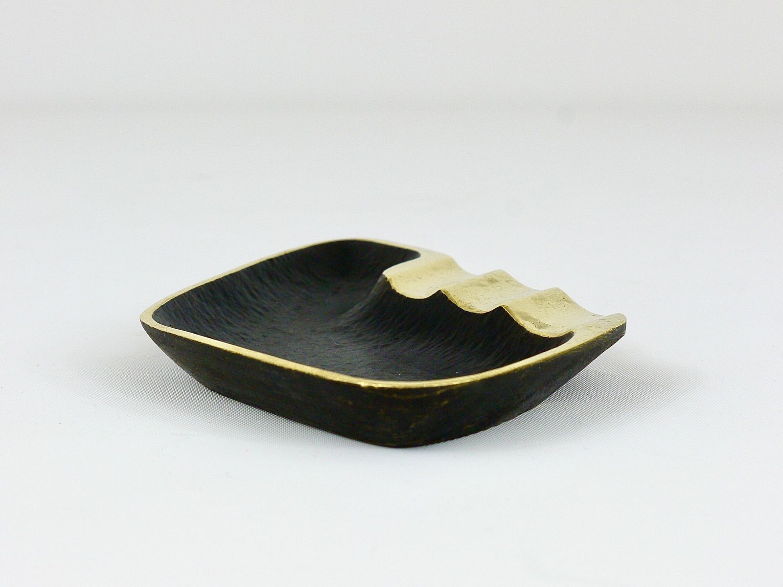 Walter Bosse Asymmetrical Modernist Black Brass Ashtray By Herta Baller, 1950s photo 258.0