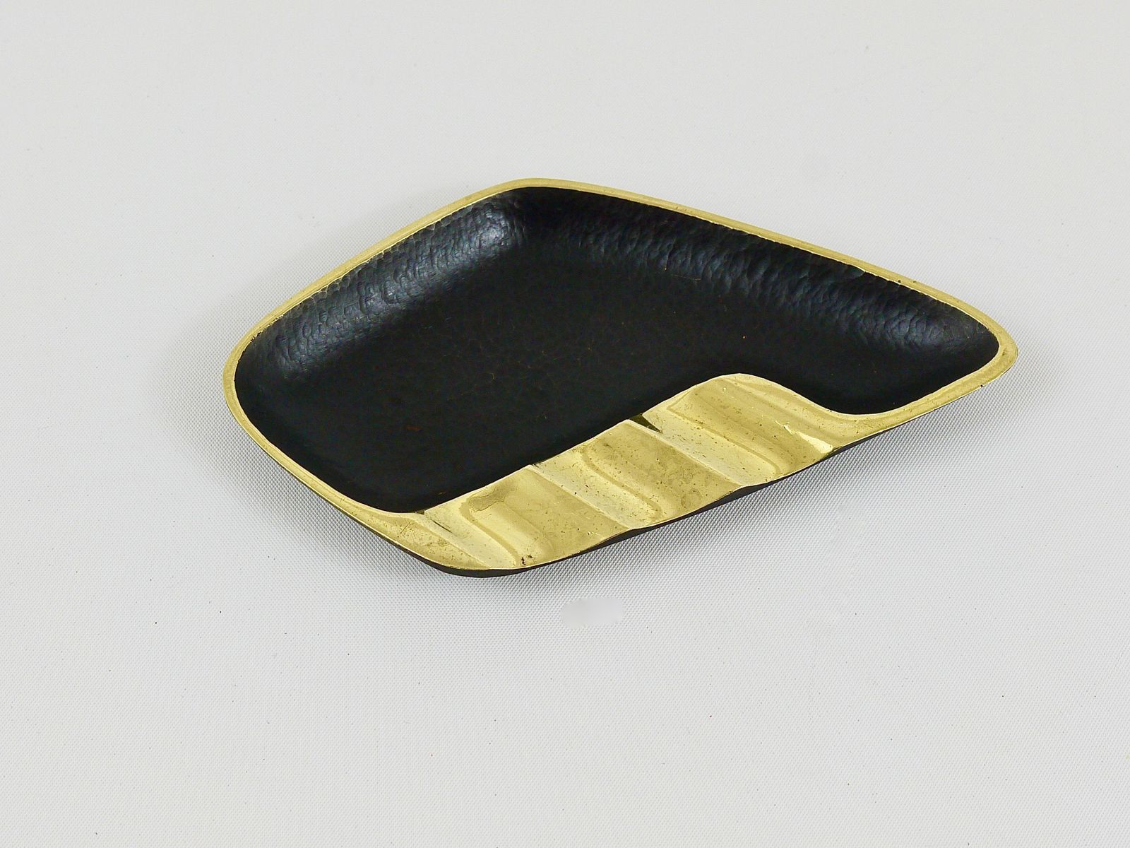 Walter Bosse Asymmetrical Modernist Black Brass Ashtray By Herta Baller, 1950s photo buy