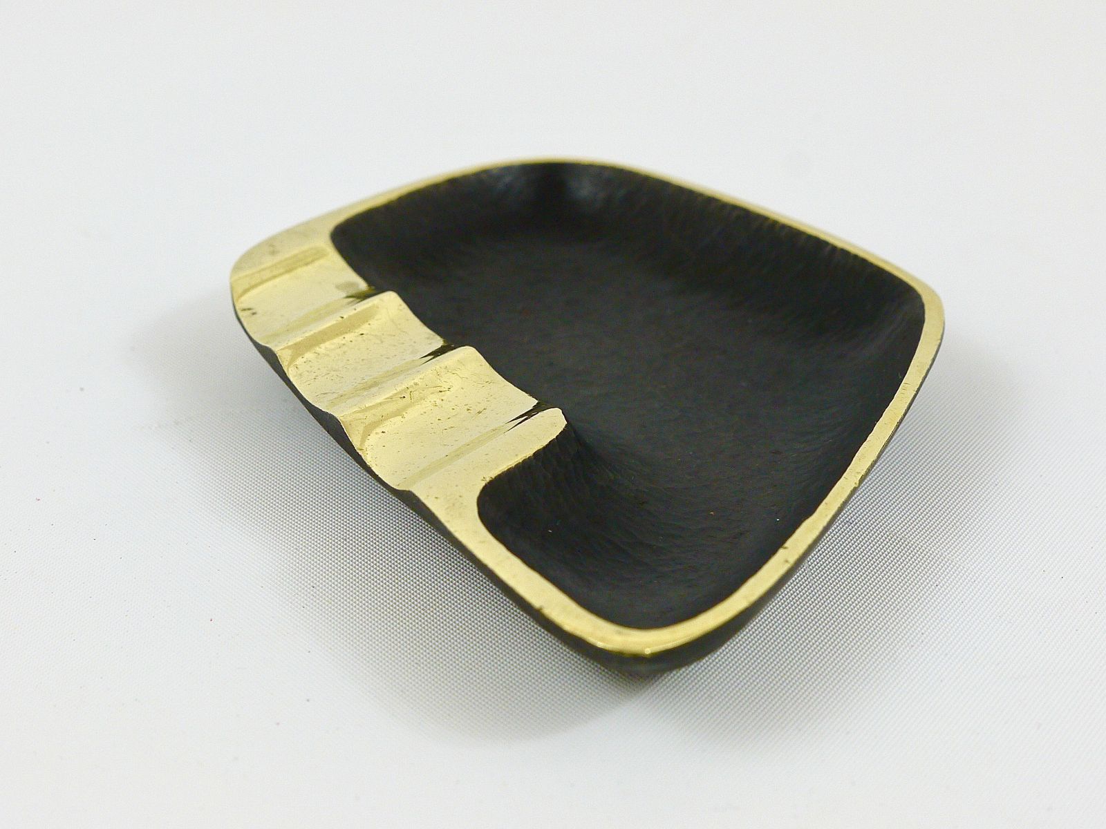 Home Decor Walter Bosse Asymmetrical Modernist Black Brass Ashtray By Herta Baller, 1950s photo