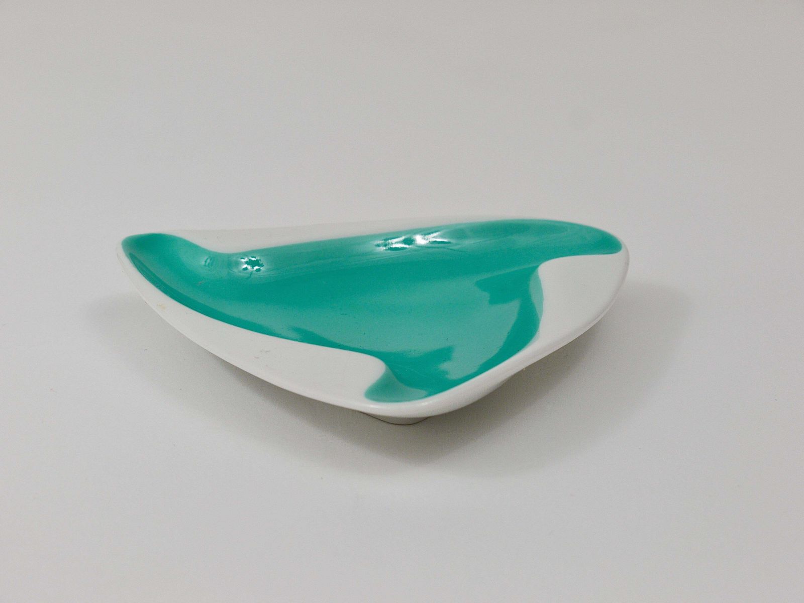 Augarten Vienna Turquoise Midcentury Fine Porcelaine Ashtray, Austria, 1950s photo furniture