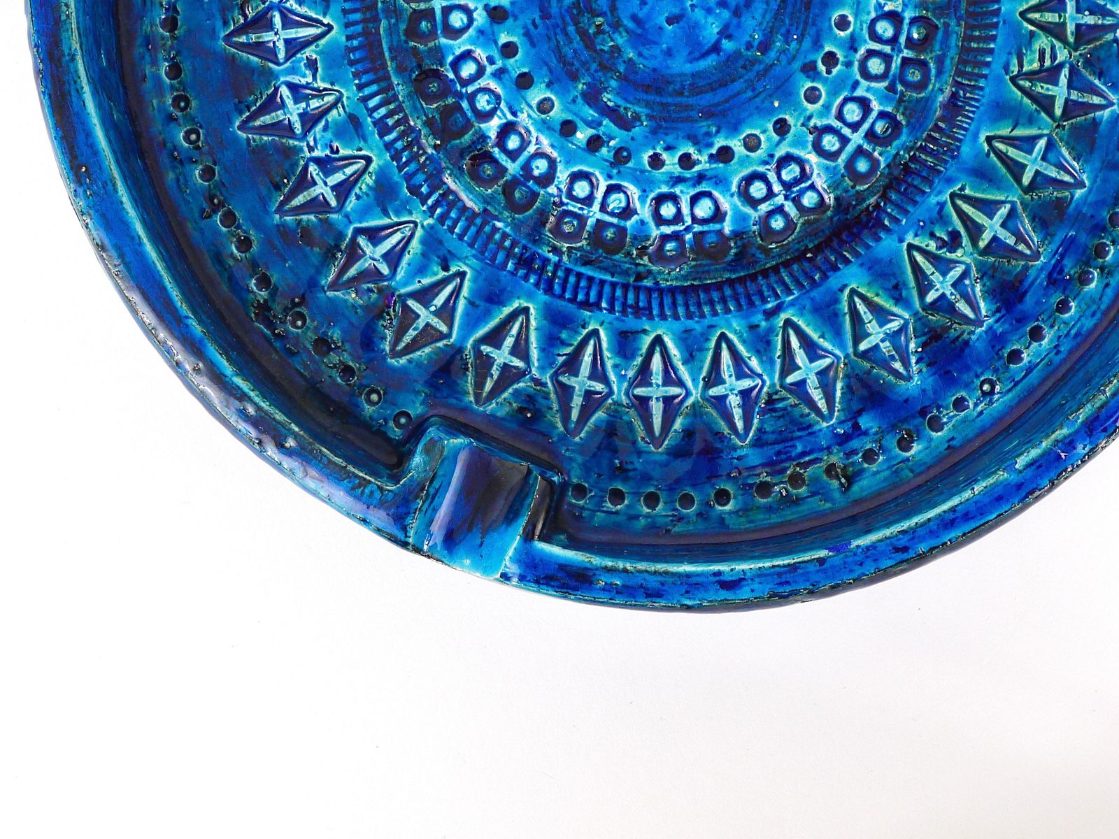 Aldo Londi Bitossi Very Large Round Rimini Blue Glazed Midcentury Ashtray, 1950s photo buy