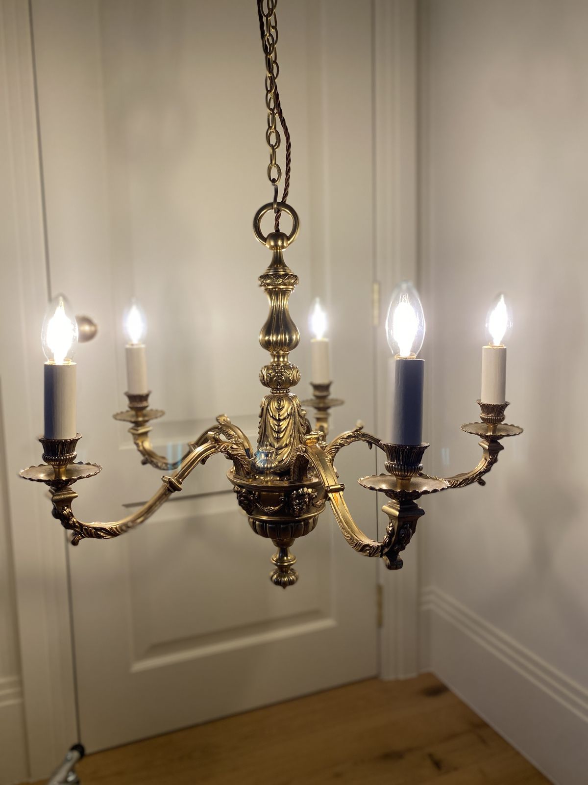 Antique French Ormolu 5 Lights Chandelier Louis XV Style photo vinterior