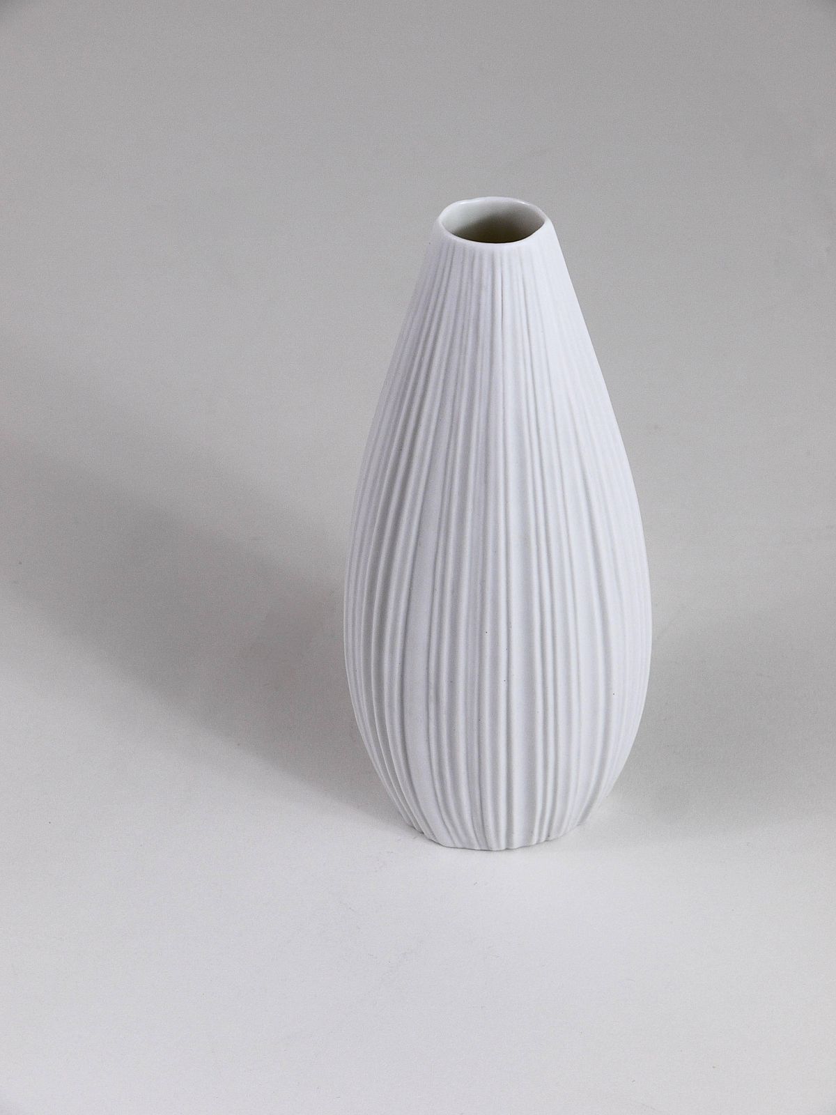 photo furniture Rosenthal White Relief Striped Porcelain Vase By Martin Freyer, Germany, 1960s