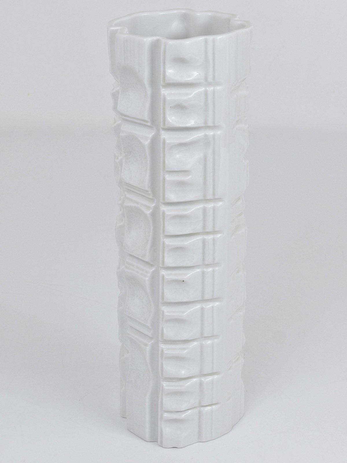 Rosenthal Germany Op Art Huge White Relief Porcelain Vase, 1960s photo buy