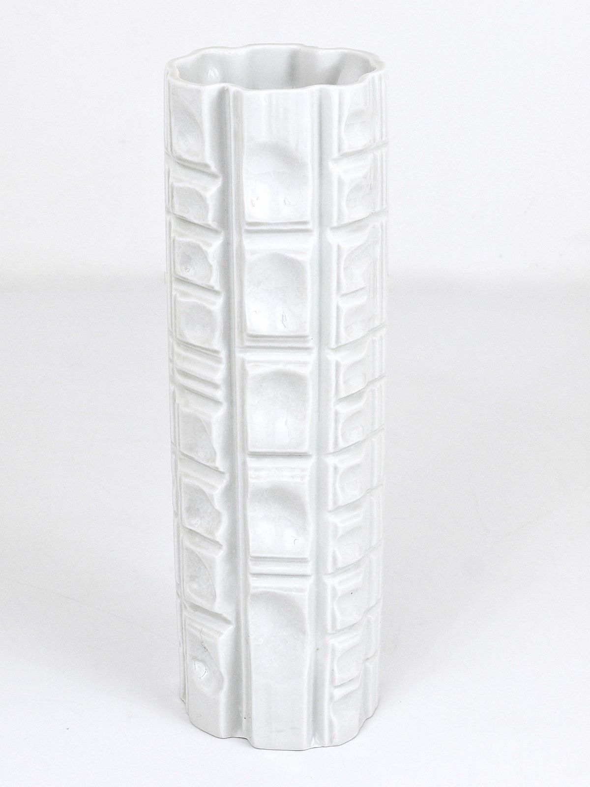 photo for sale Rosenthal Germany Op Art Huge White Relief Porcelain Vase, 1960s