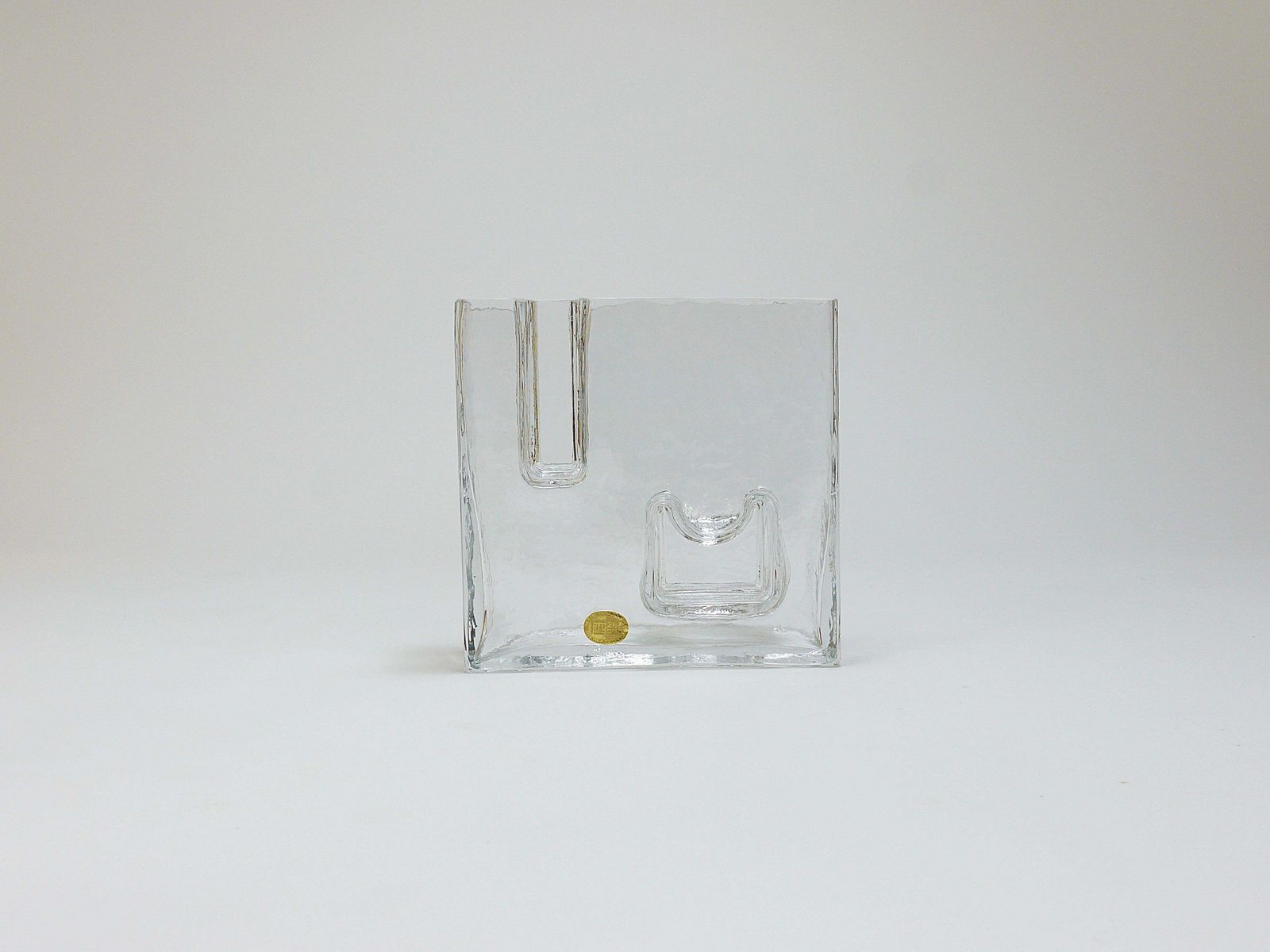 Op Art Ice Glass Vase By Claus Josef Riedel, Austria, 1970s photo for sale